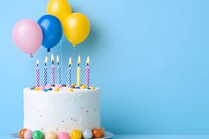 Birthday cake and balloons